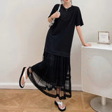 Loose Long Dresses Robe Elbise Short Sleeve
