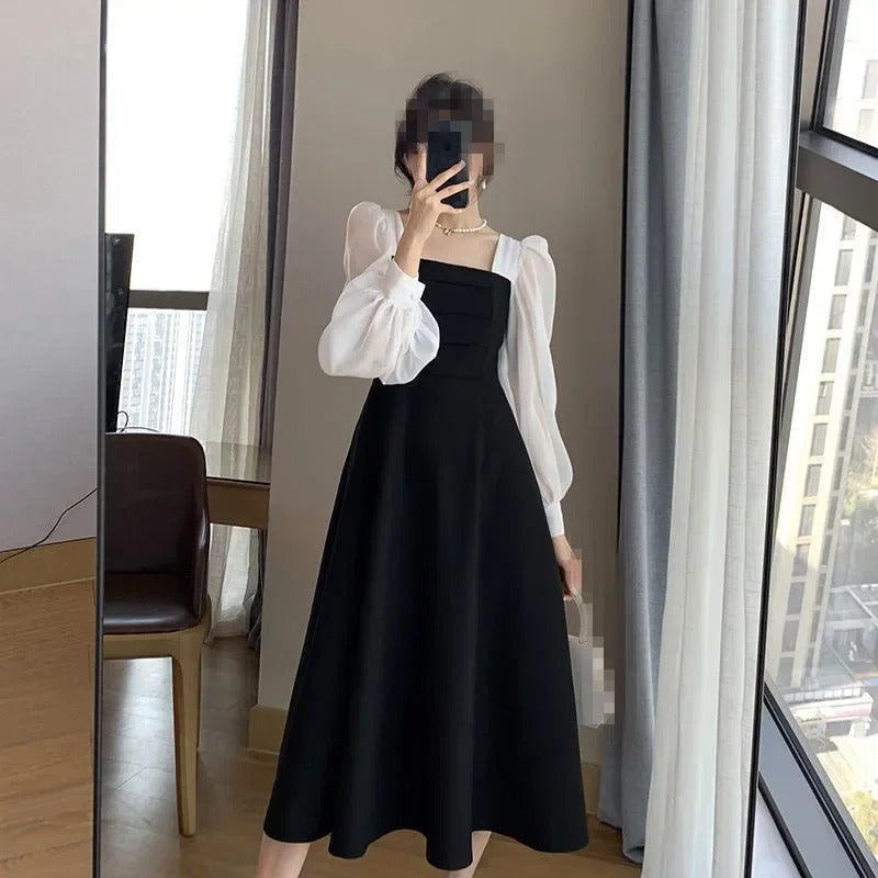 Elegant Medium-Length Black Dress For Women