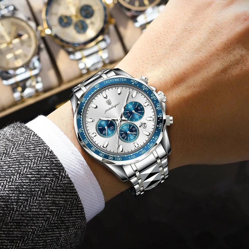 POEDAGAR Fashion Brand Men Watch Waterproof Stainless Steel
